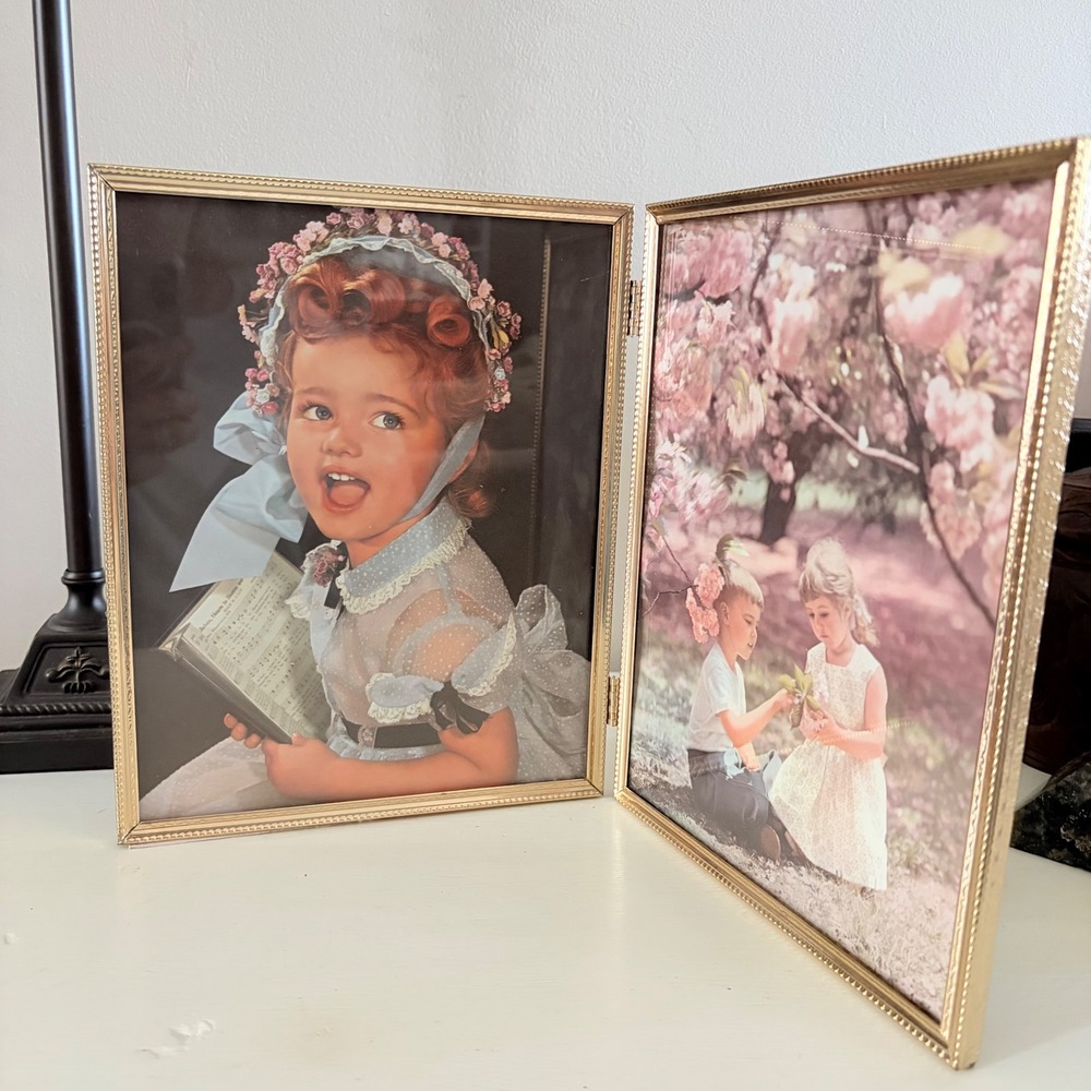Vintage Mid-Century Picture Frame Set 8X10 Double Folding & Single Tabletop